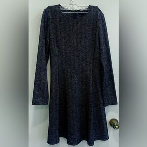 Theory Navy Chevron Long Sleeve Knit Dress Size 12 NWT